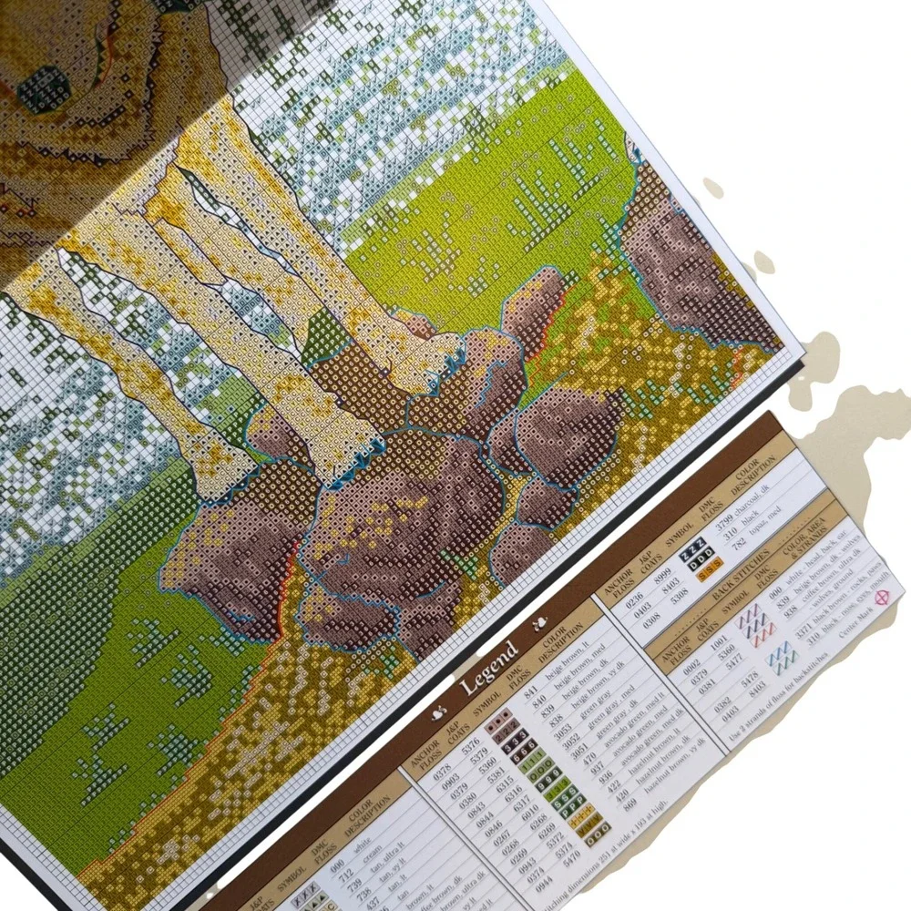 Color Charts‎ Out of the Mist Solomon Dixon's Wolf Cross Stitch Pattern Leaflet